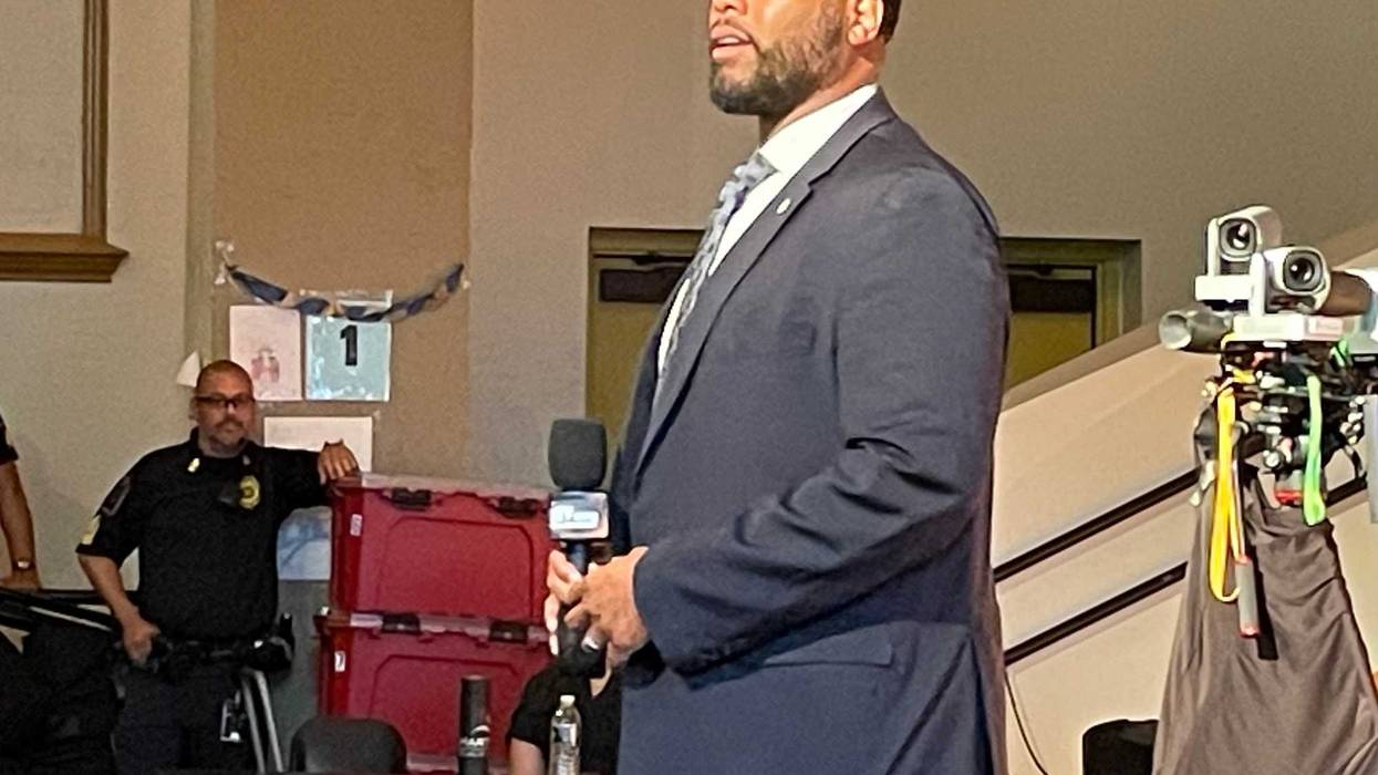 Dr. Andrae Townsel speaks at the Fox School in Hartford's South End. He's been chosen as schools superintendent by the Hartford Board of Ed.
