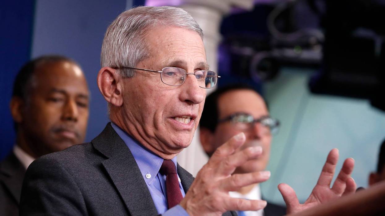 Dr. Anthony Fauci, director of the National Institute of Allergy and Infectious Diseases, speaks during a briefing on coronavirus in the Brady press briefing room at the White House, Saturday, March 14, 2020, in Washington.