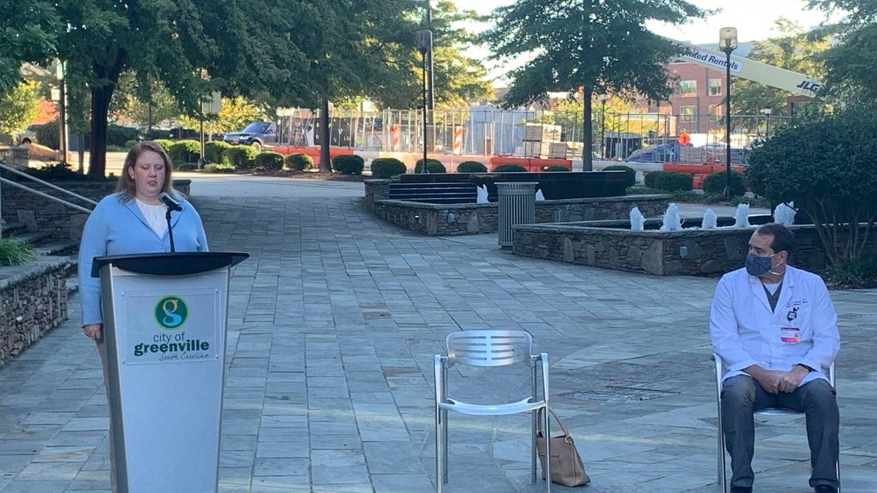 Dr. Brannon Traxler, interim director of public health at the state Department of Health and Environmental Control, speaks at a press conference in downtown Greenville on Friday, Oct. 30, 2020.