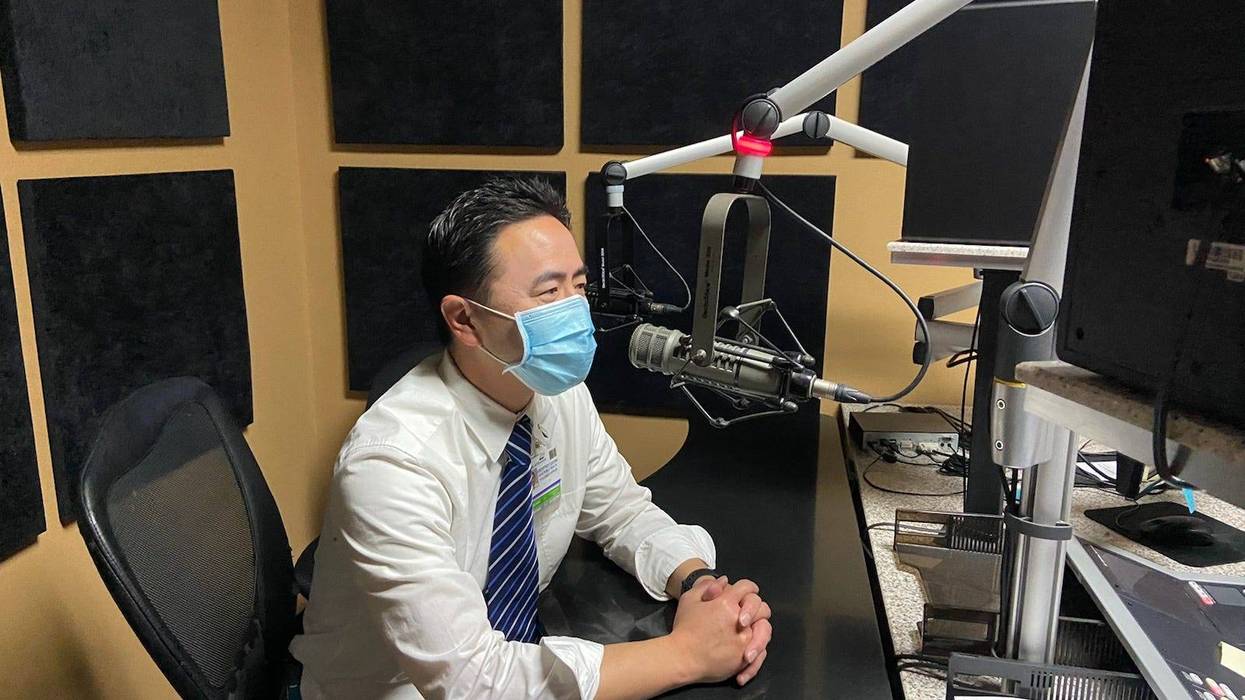 Dr. Geoffrey Leung in the K-Frog studio