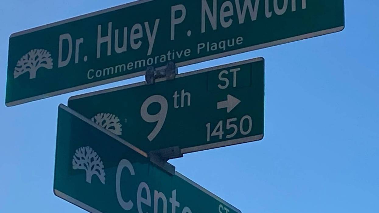 Dr. Huey P. Newton was honored Wednesday with the renaming of the Oakland street where he was gunned down in August 1989.