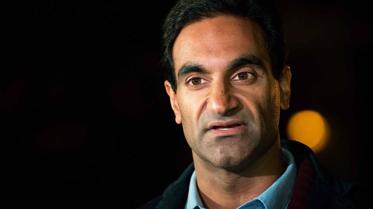 Dr. Jay Varma speaks at a press conference in front of 546 West 147th Street on October 25, 2014 in New York City.