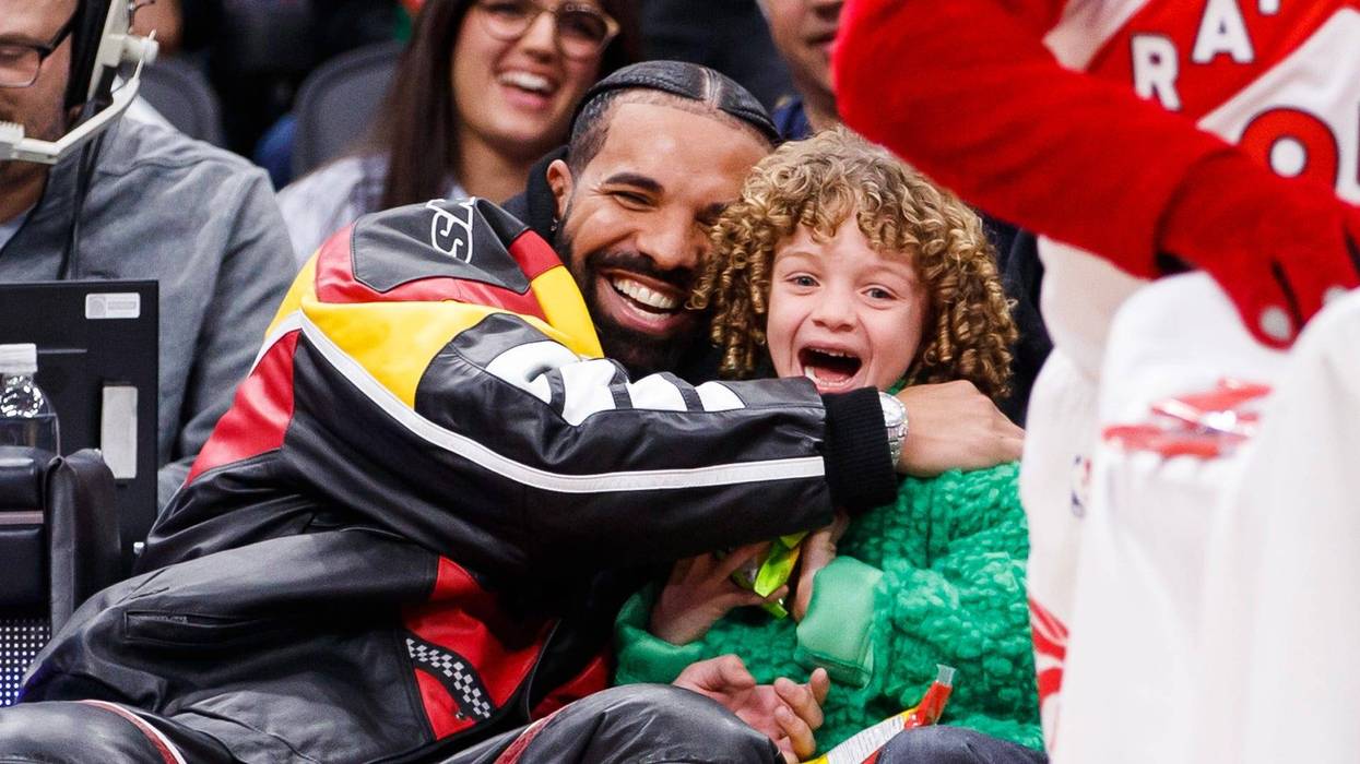 Drake embraces his son Adonis