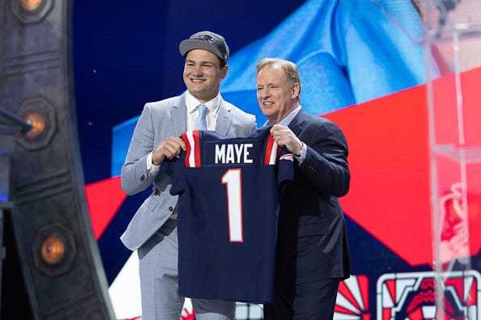 Drake Maye and Roger Goodell