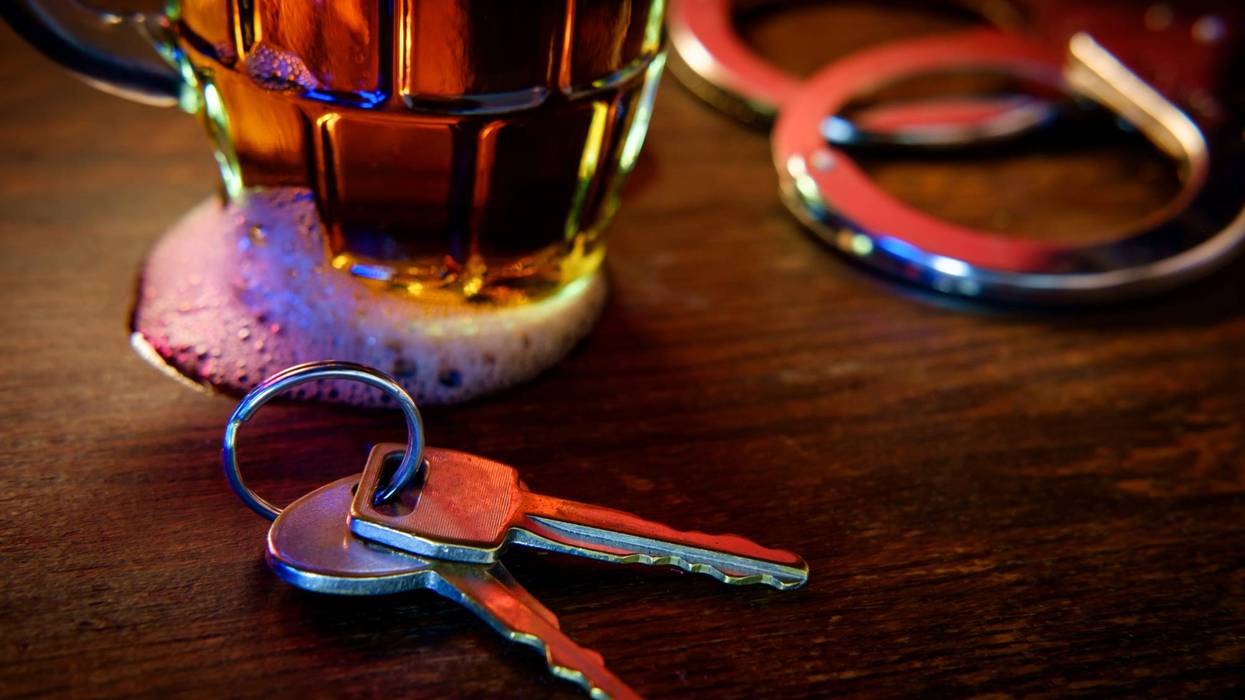 drink, handcuffs, keys