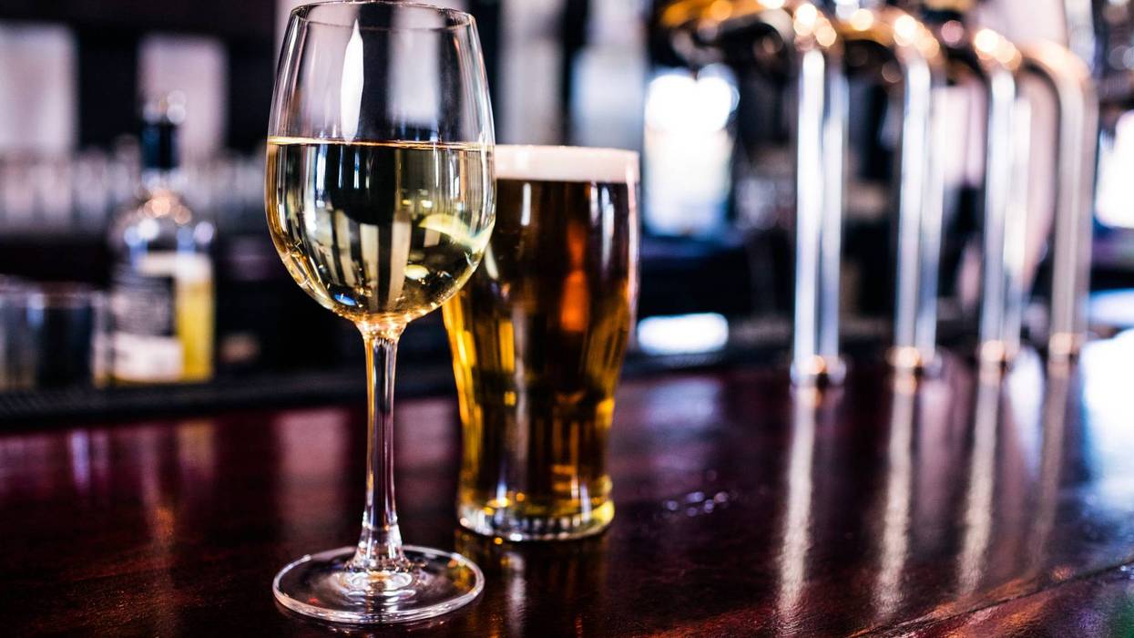 Drinking on a bar
