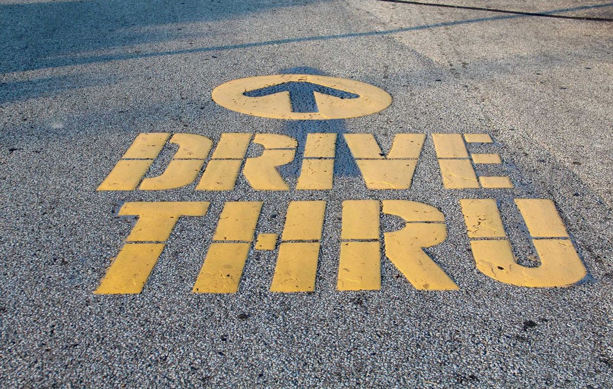 Drive thru lane on the ground.