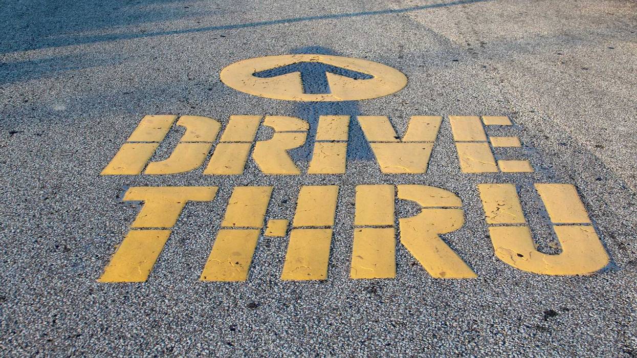 Drive thru lane on the ground.