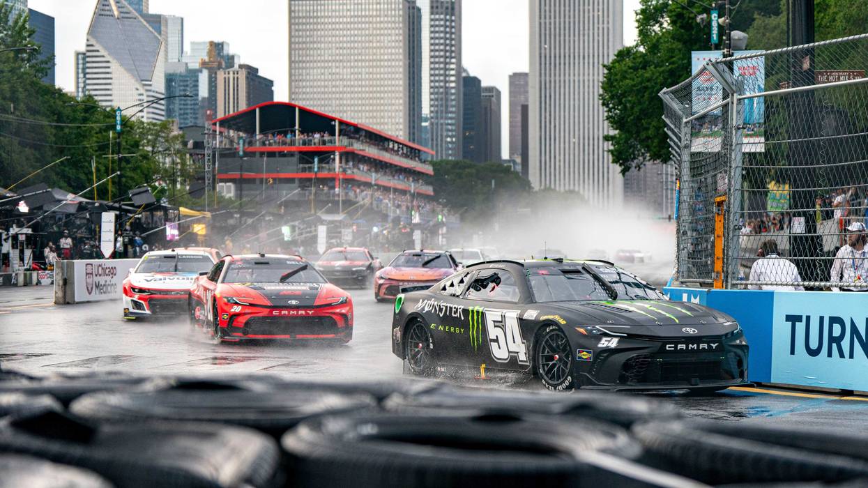 Drivers race around Chicago's Grant Park in the 2024 NASCAR Chicago Street Race. The race will return in 2025.