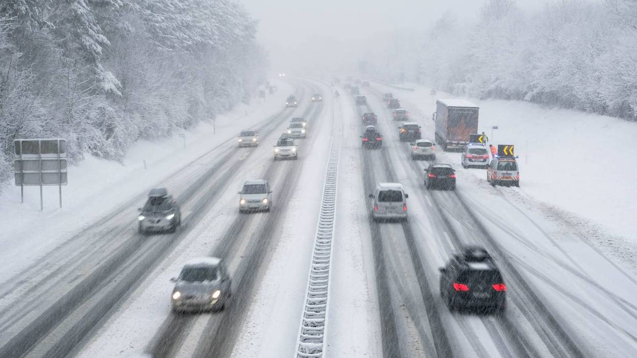 driving on highway in snow