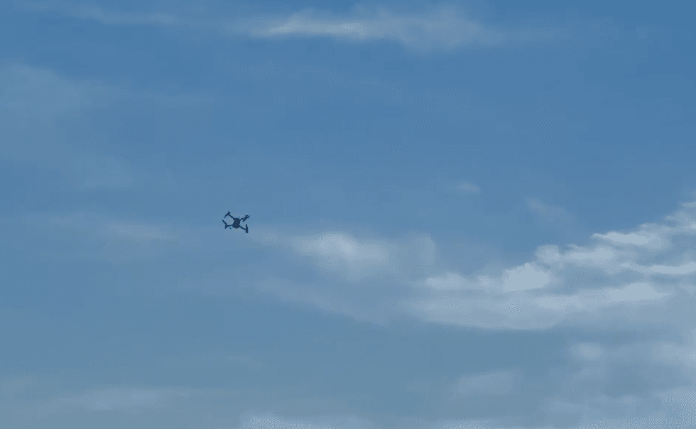 Drone searching for two missing teen swimmers at Jacob Riis Park in Queens on Friday.