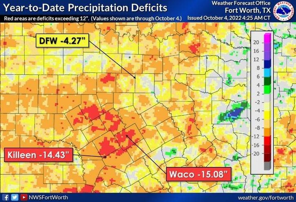 Drought monitor for North Texas on Tuesday, Oct. 4, 2022.