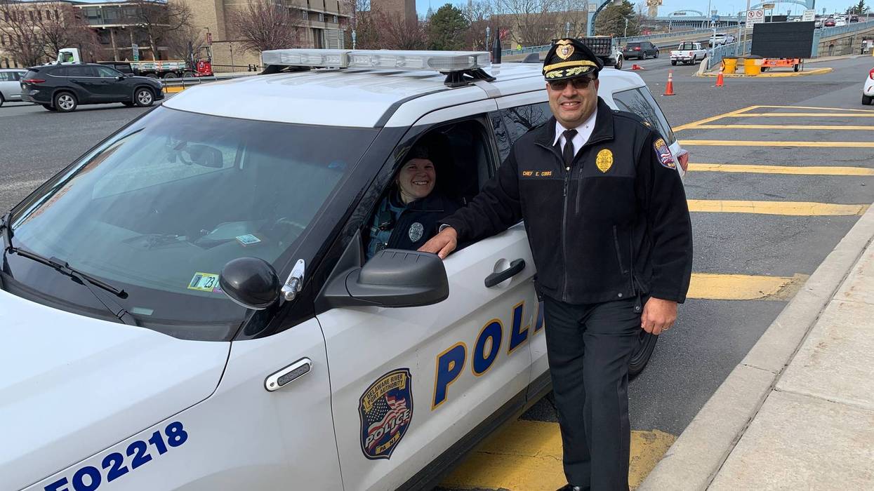 DRPA Police Chief Edward Cobbs (right) with Officer Tara Marchetti