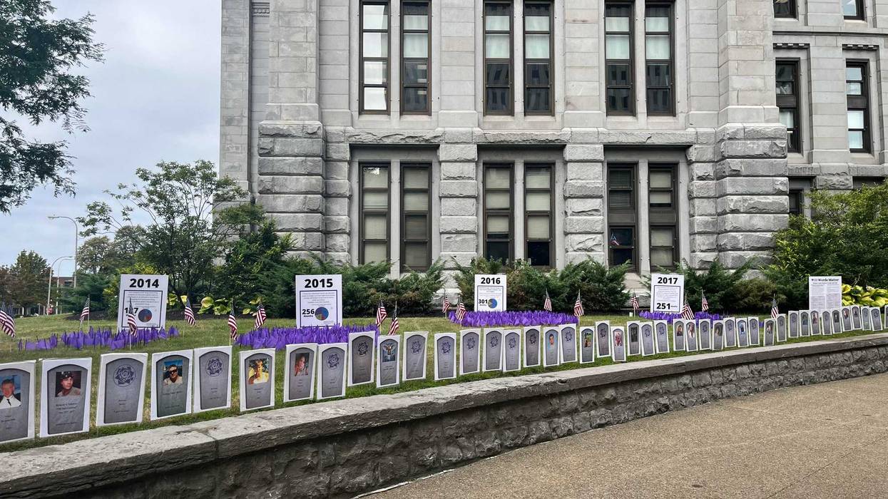Drug overdose display at Old County Hall on Franklin Street