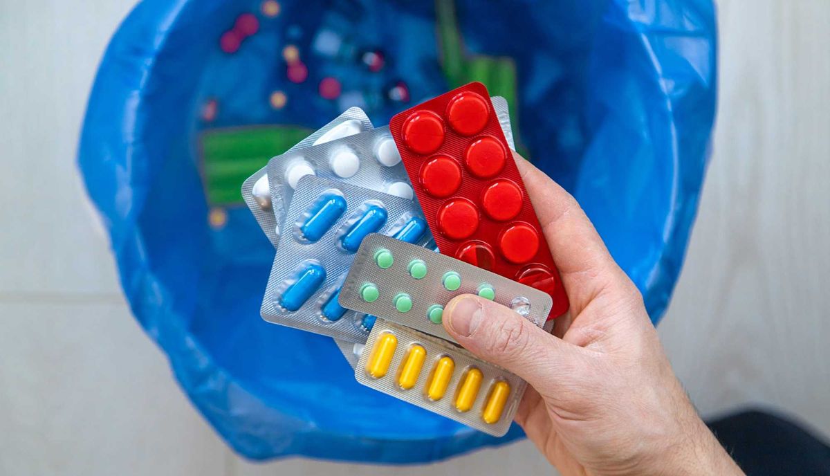 Drugs being thrown away