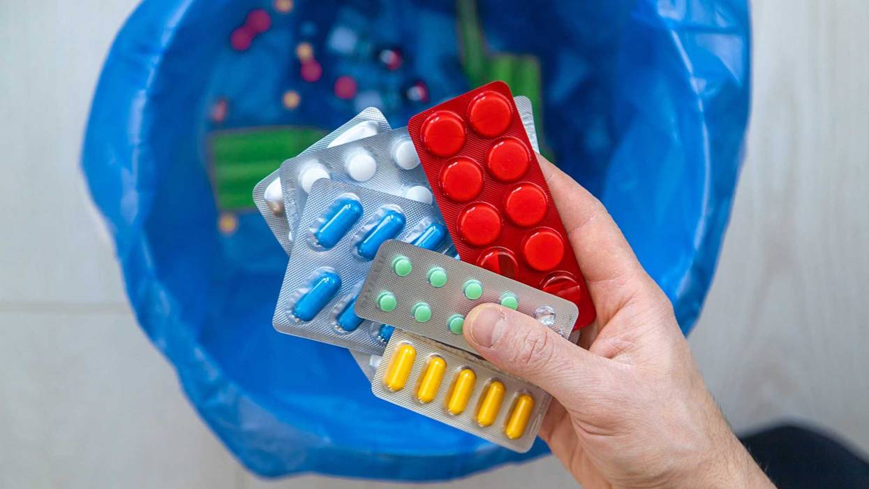 Drugs being thrown away