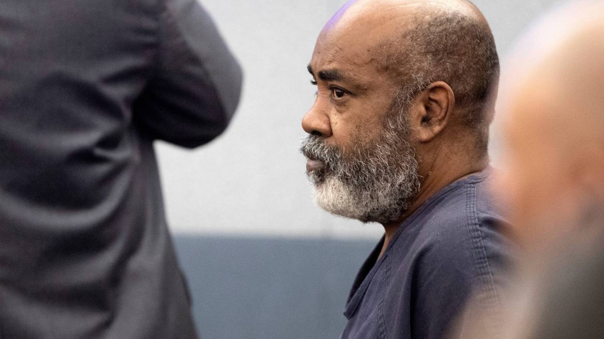 Duane Keith "Keffe D" Davis looks on as he appears in Clark County District Court November 7, 2023, in Las Vegas
