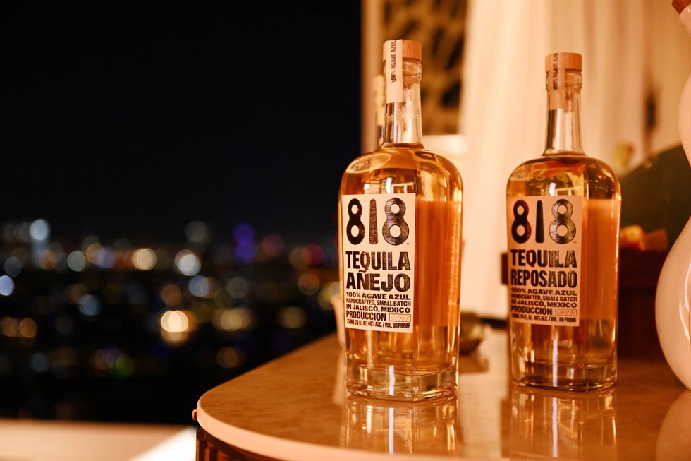 DUBAI, UNITED ARAB EMIRATES - JANUARY 20: A general view of bottles during the launch of 818 Tequila in the UAE hosted by Kendall Jenner with an after party at Cloud22 during the Grand Reveal Weekend for Atlantis The Royal, Dubai
