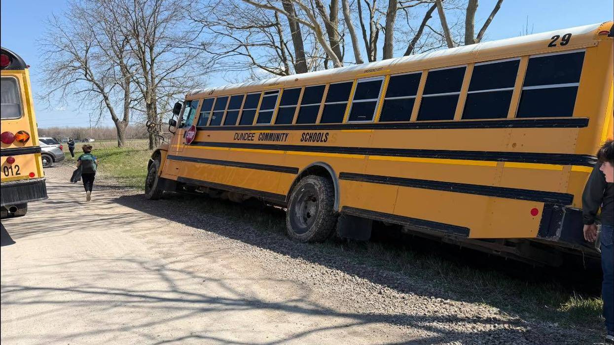 Dundee School bus in ditch
