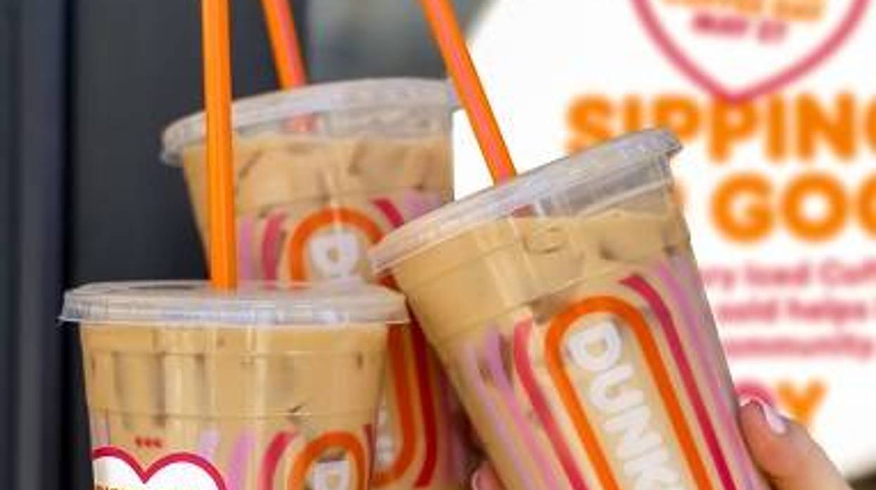 Sue and Kendra Celebrating Dunks Iced Coffee Day with Quincy Franchise Owner Victor Carvalho!