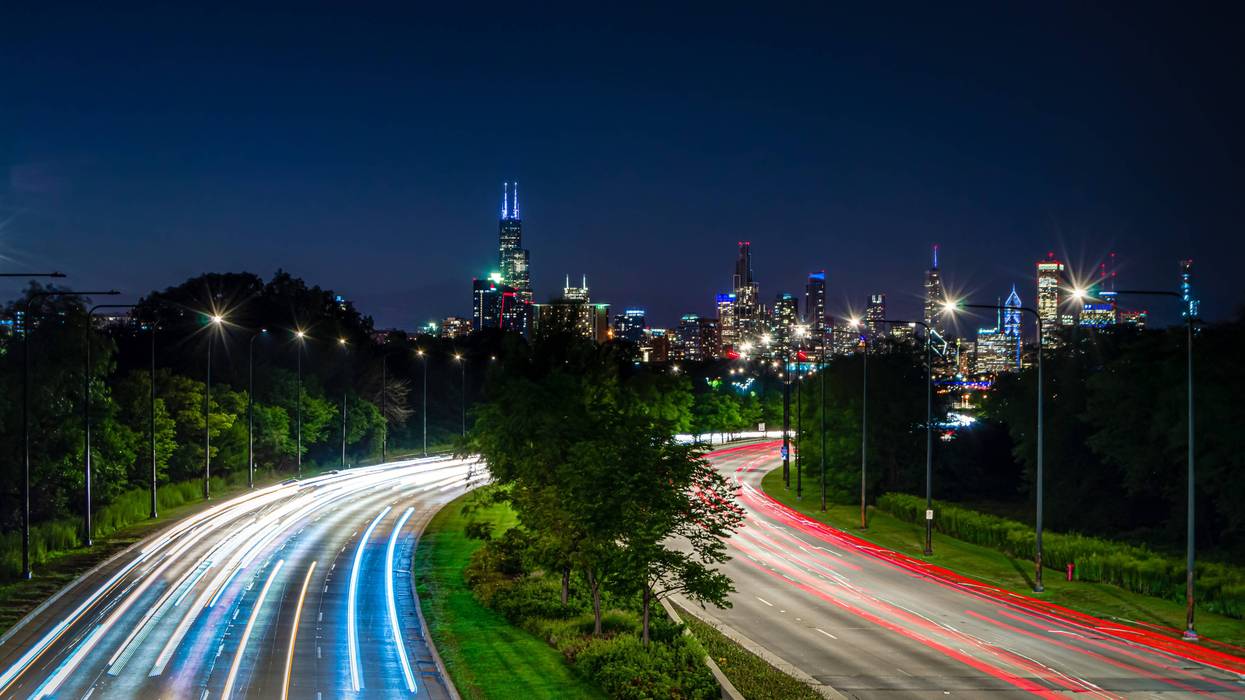 DuSable Lake Shore Drive at night.