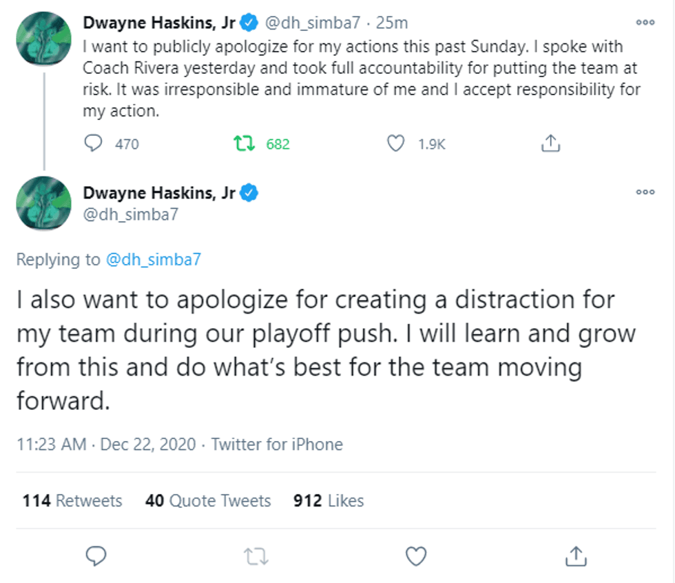Dwayne Haskins Apology