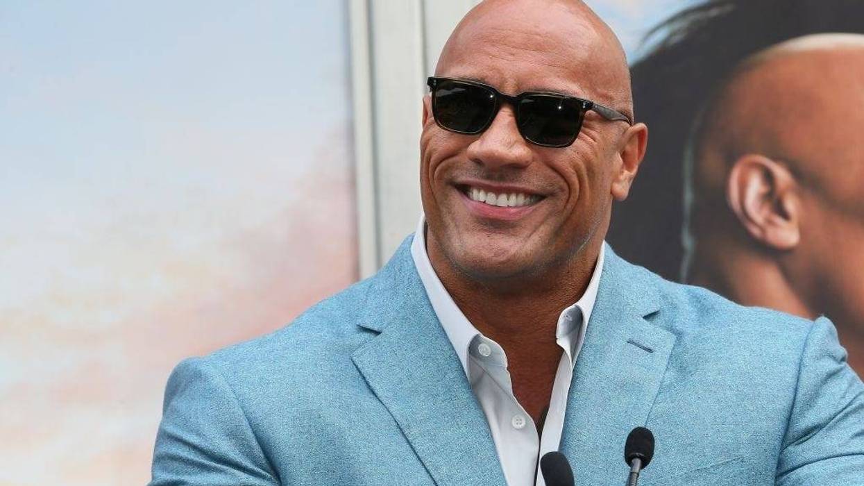 Dwayne Johnson attends a Hand and Footprint ceremony honoring Kevin Hart at the TCL Chinese Theatre IMAX on December 10, 2019 in Hollywood, California.