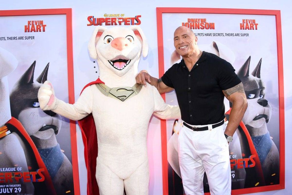 Dwayne Johnson attends a special screening of Warner Bros. "DC League of Super Pets" at AMC The Grove 14 on July 13, 2022 in Los Angeles, California