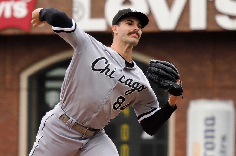 Dylan Cease pitches in a game for the White Sox