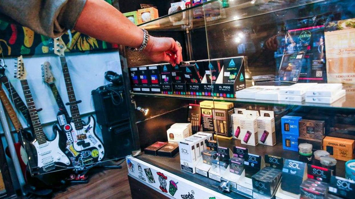 E-cigarette pods units are displayed for customers in a local store on January 2, 2020 in Jersey City, New Jersey.