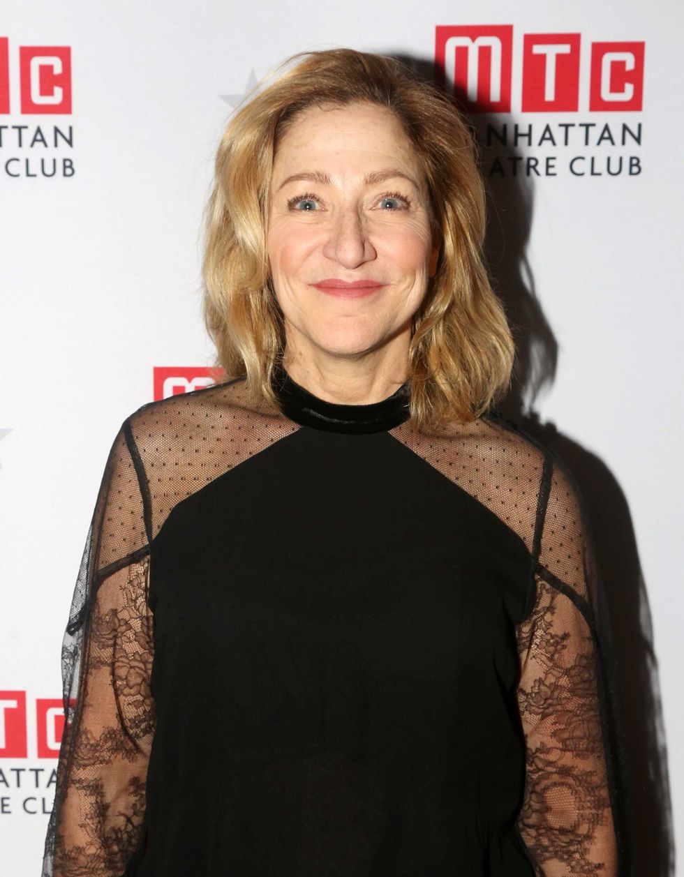 Edie Falco poses at the opening night of the new play "Morning Sun" at Manhattan Theatre Club at New York City Center Stage 1 on November 3, 2021 in New York City.