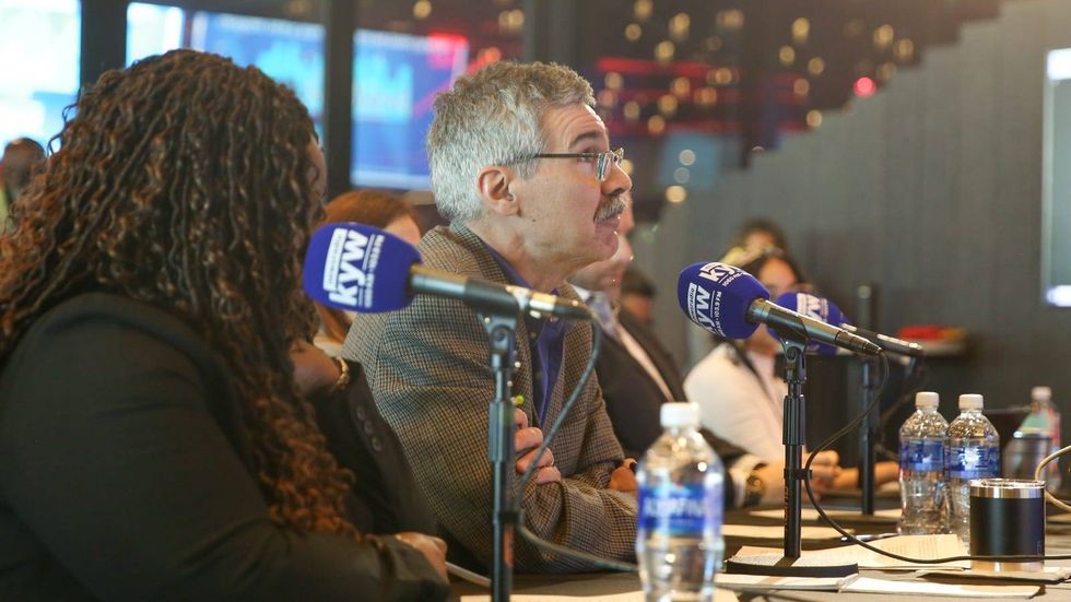 Education reporter Mike DeNardo asks the candidates about project proposals including the 76ers arena in Chinatown.