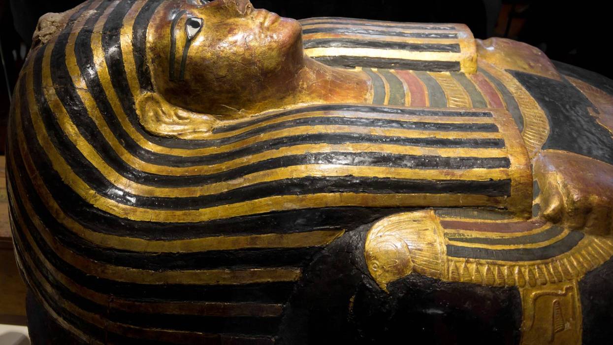 Egyptian mummy sarcophagus stock photo.