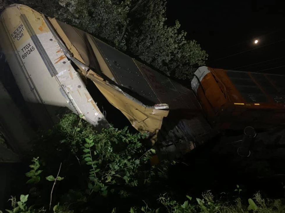 Eight empty cars derail in Ferguson