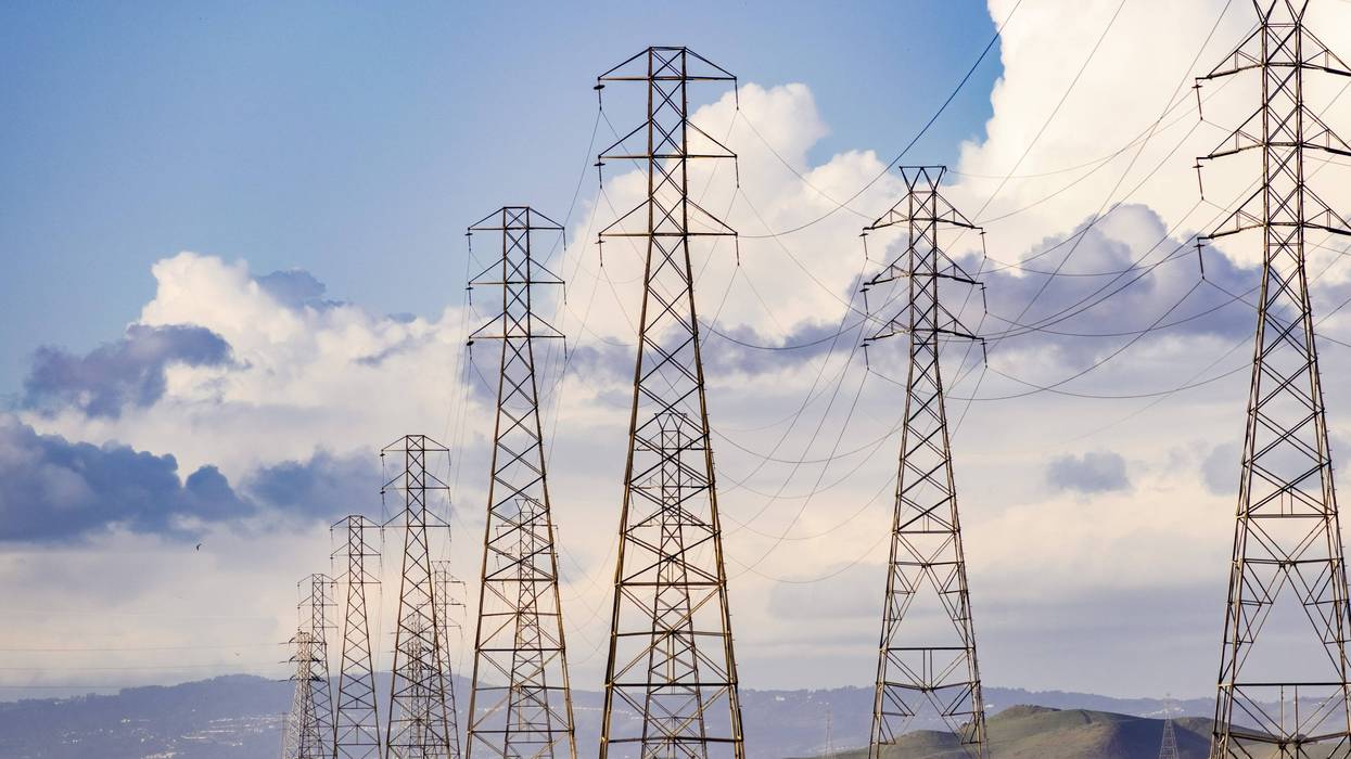 electric power lines and transmission towers