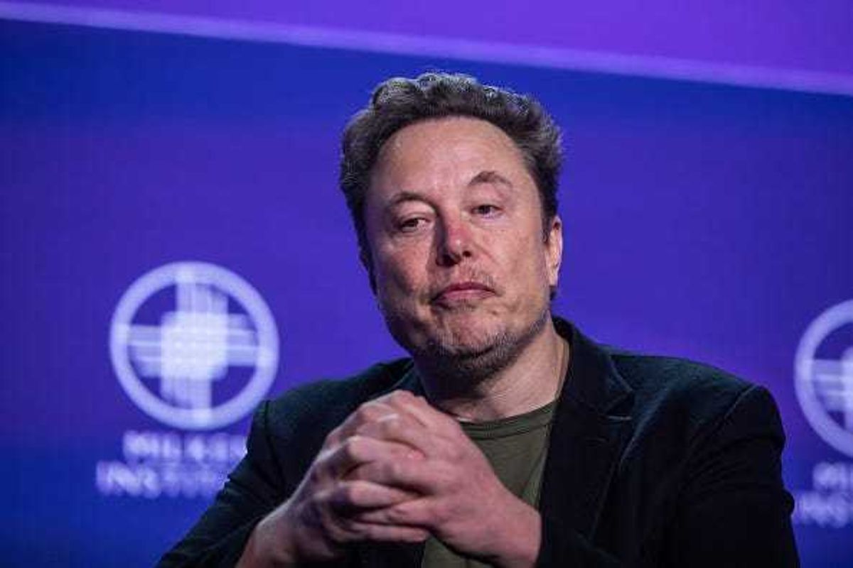 Elon Musk, co-founder of Tesla and SpaceX and owner of X Holdings Corp., speaks at the Milken Institute's Global Conference at the Beverly Hilton Hotel,on May 6, 2024 in Beverly Hills, California.