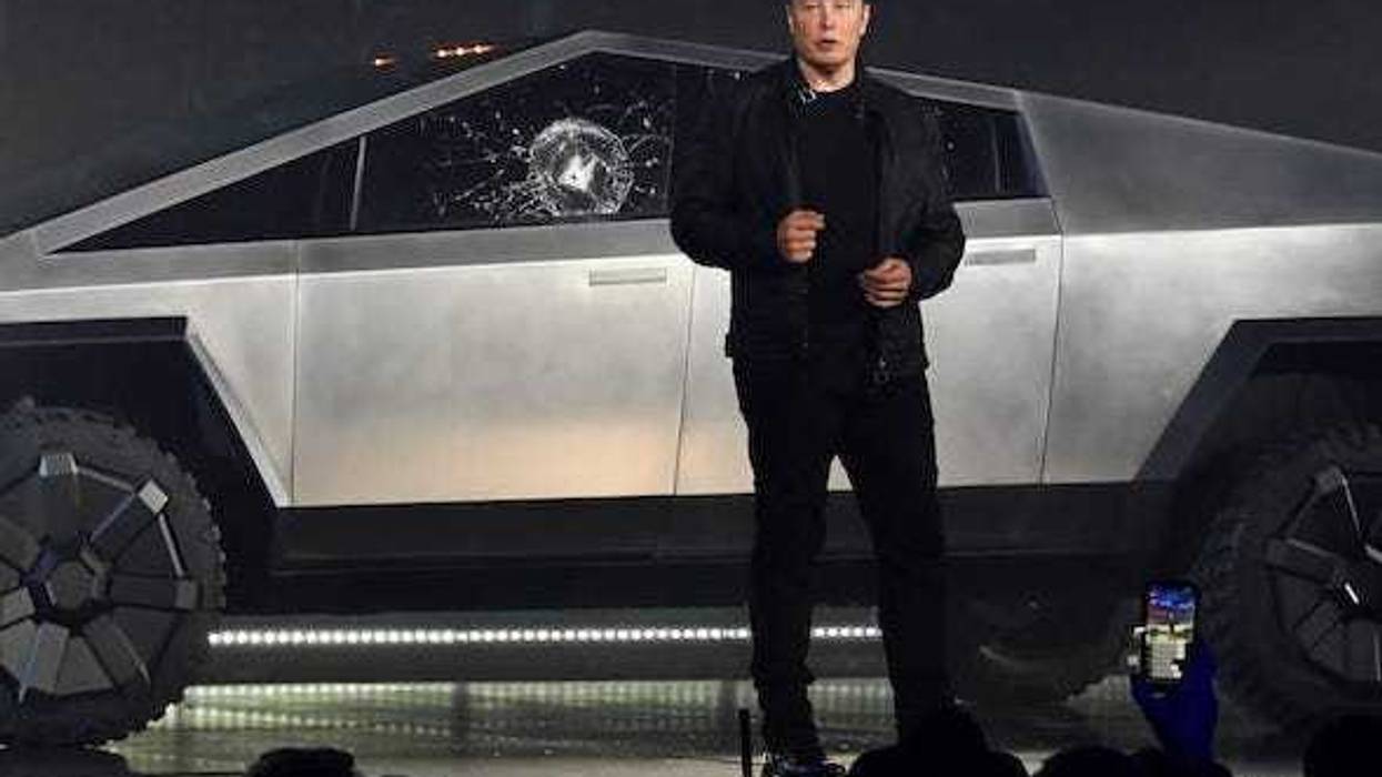 Elon Musk unveils the Cybertruck at the TeslaDesign Studio in Hawthorne, Calif.