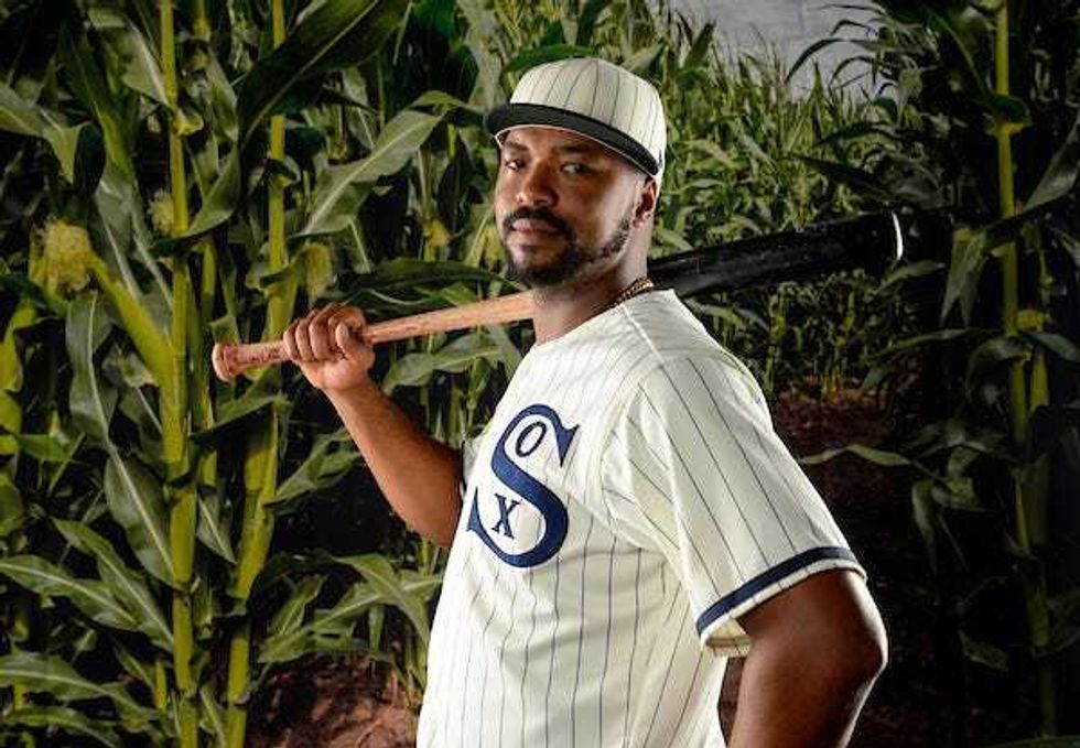 Eloy Jiménez in Field of Dreams uniform