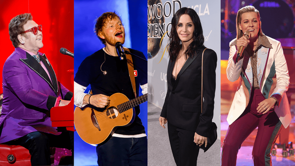 Elton John singing a 'Tony Danza' tribute with Courteney Cox, Ed Sheeran, and Brandi Carlile is everything