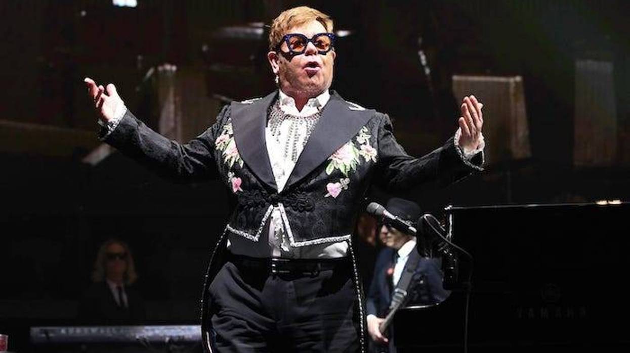 Elton John performing during concert