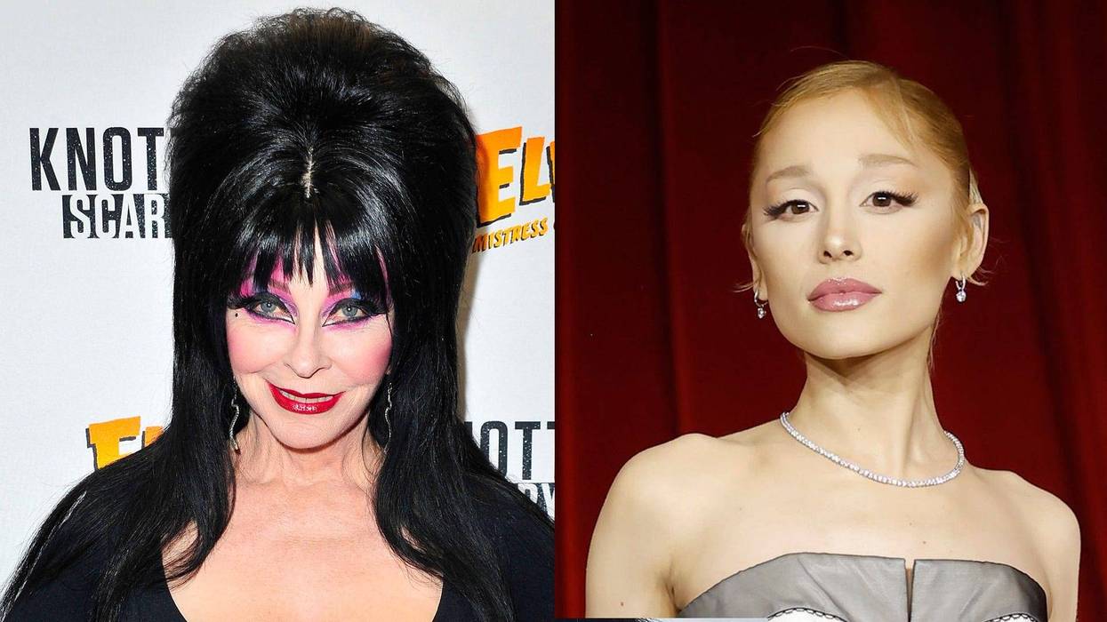 Elvira (Cassandra Peterson) and Ariana Grande
