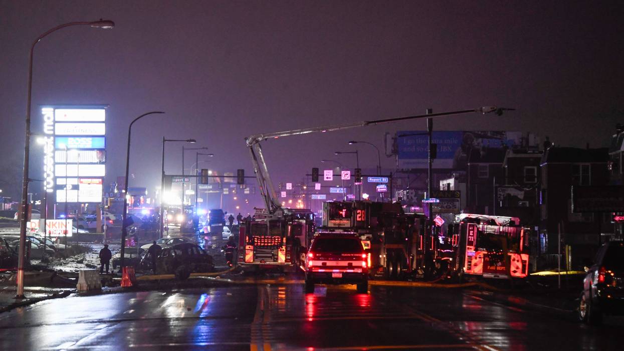 Emergency personnel on the scene of the jet crash in Northeast Philadelphia on Jan. 31, 2025.