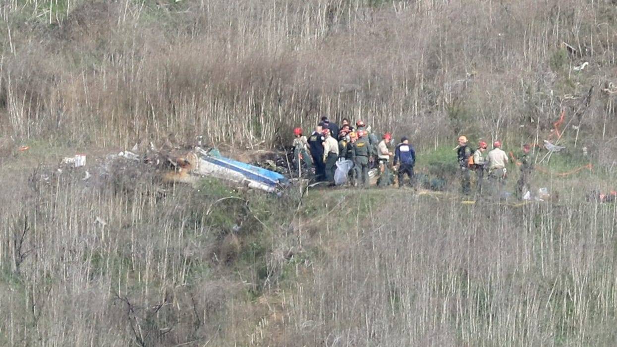 Emergency personnel work at the helicopter crash site that claimed the life of former NBA great Kobe Bryant on January 27, 2020 in Calabasas, California.