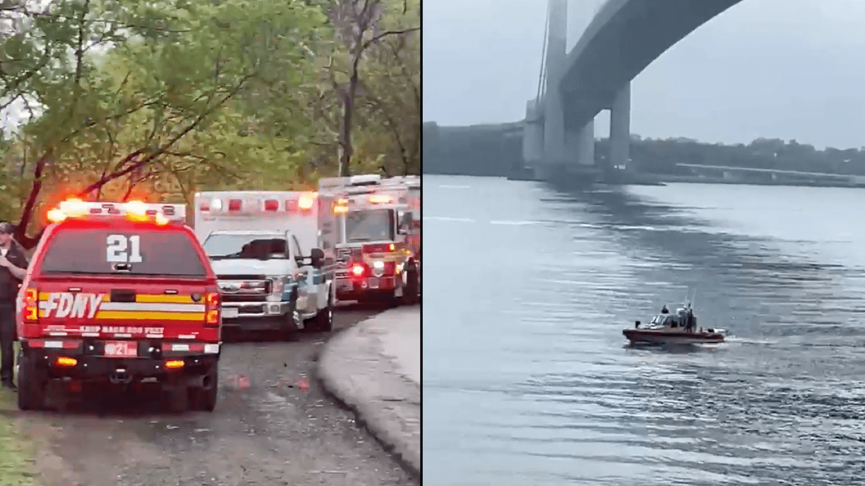 Emergency responders were spotted at Fort Wadsworth and in the water off the Verrazzano-Narrows Bridge on Friday morning