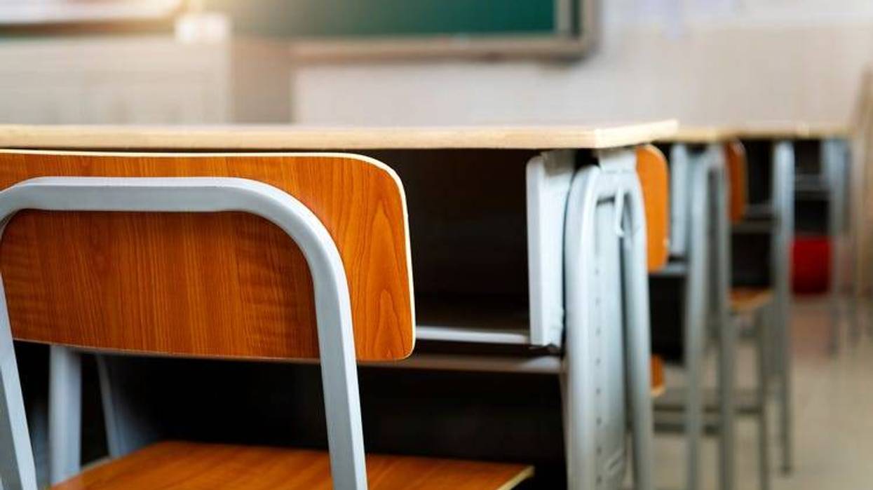 empty desks in a classroom