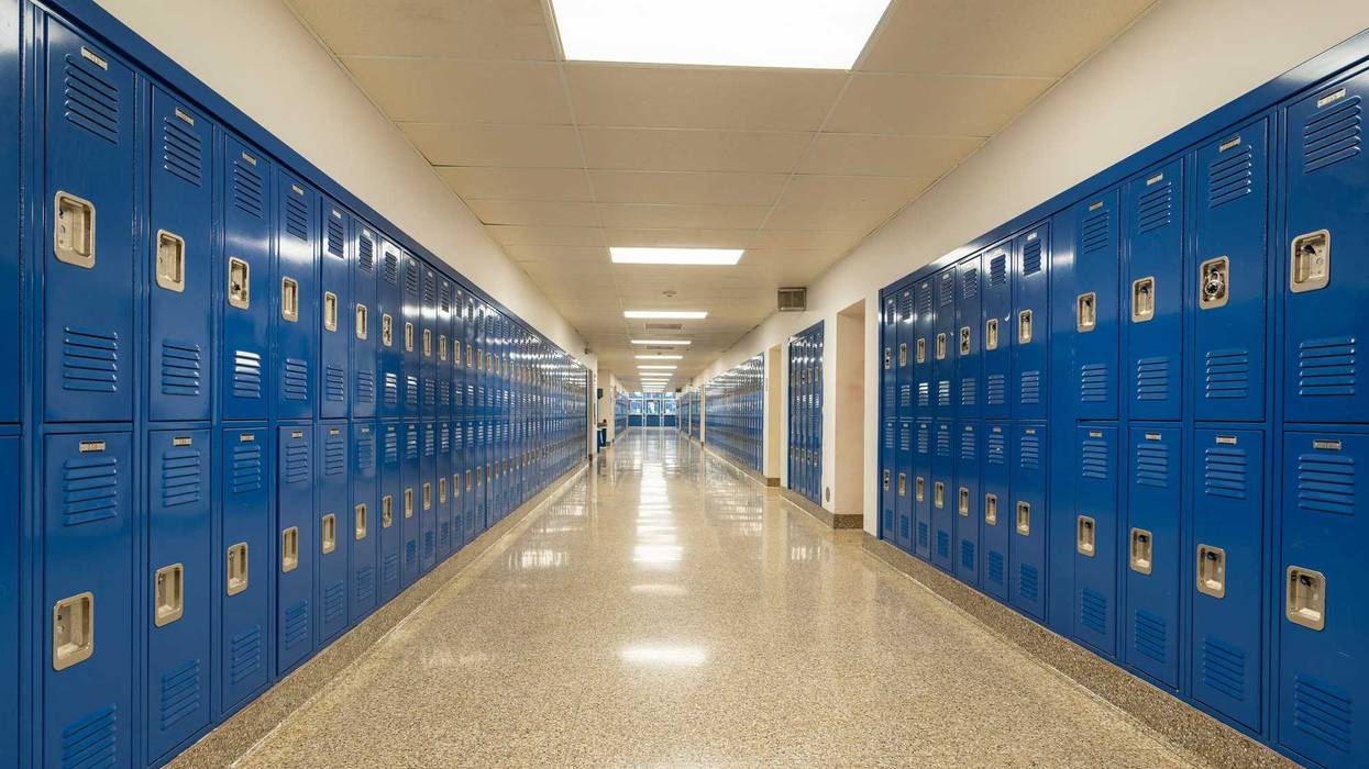 Empty high school hallway.