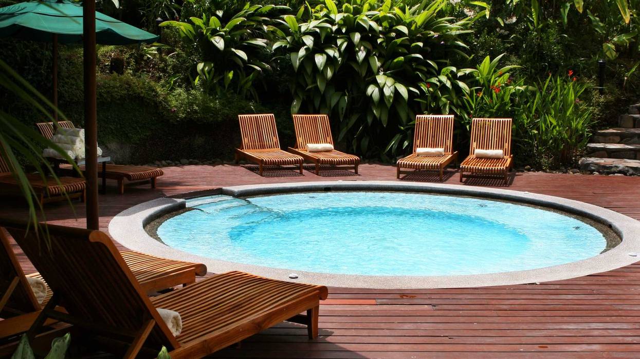 Empty resort Jacuzzi.