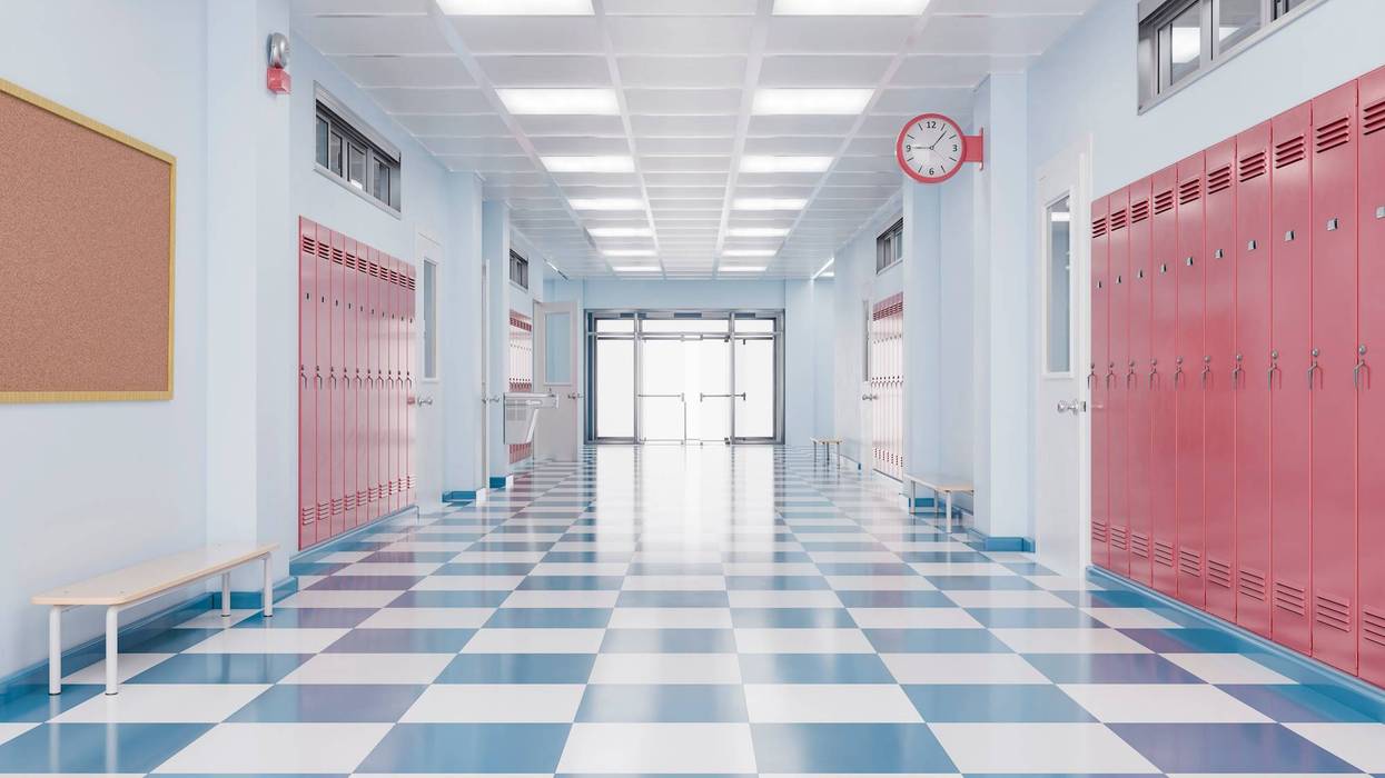 Empty school hallway