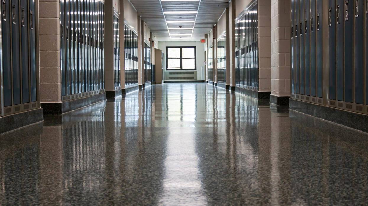 Empty school hallway