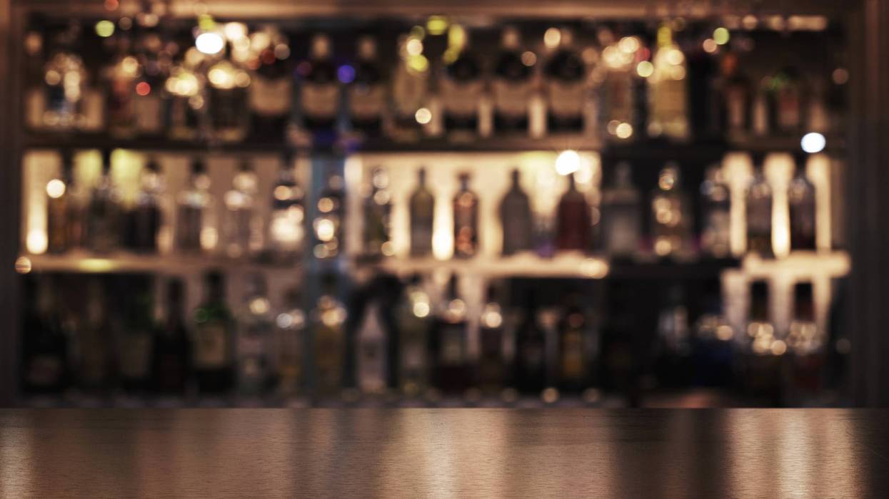Empty wooden bar counter